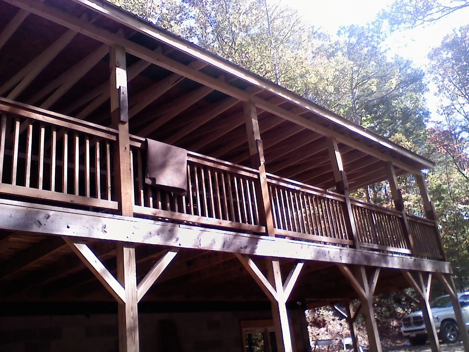 Timber framing under a new elevated porch and deck in Monrovia
